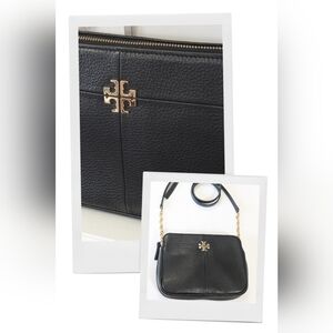 TORY BURCH - Ivy Crossbody, Black Pebbled Leather, Gold Chain, EUC.